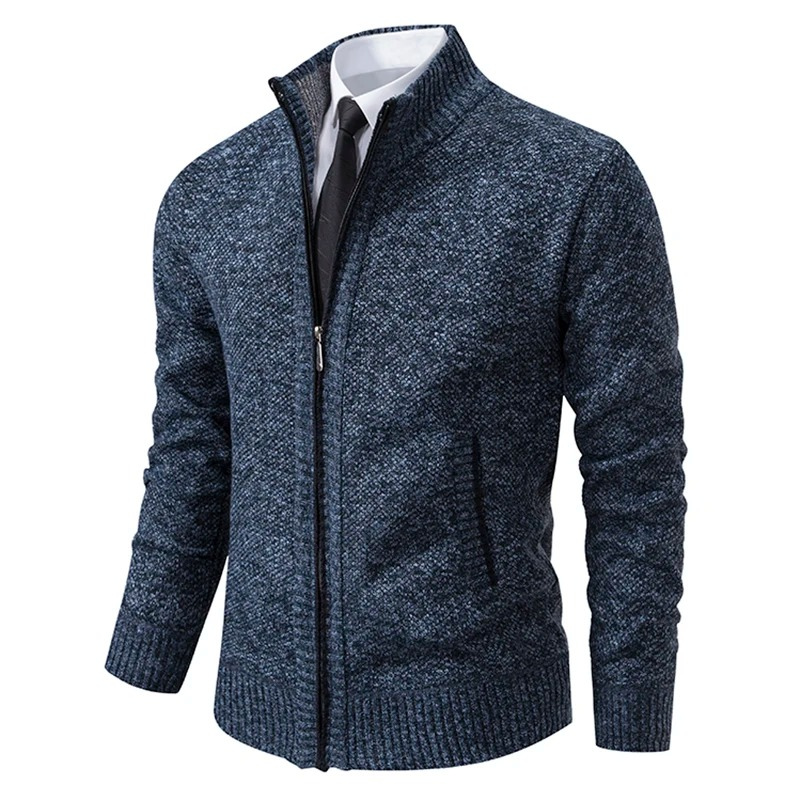 Montred - Heren Vest met Rits - Slim Fit Geribde Gebreide Cardigan