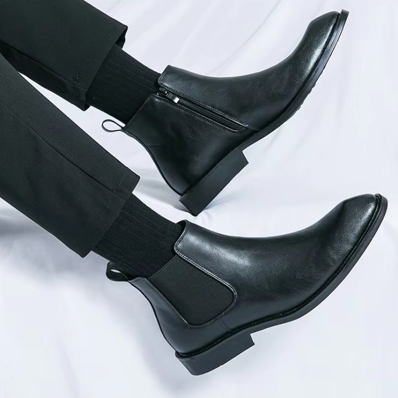 Rustrog - Herenschoenen Boots - Leren Chelsea Boots met Rits, Elegant & Formeel