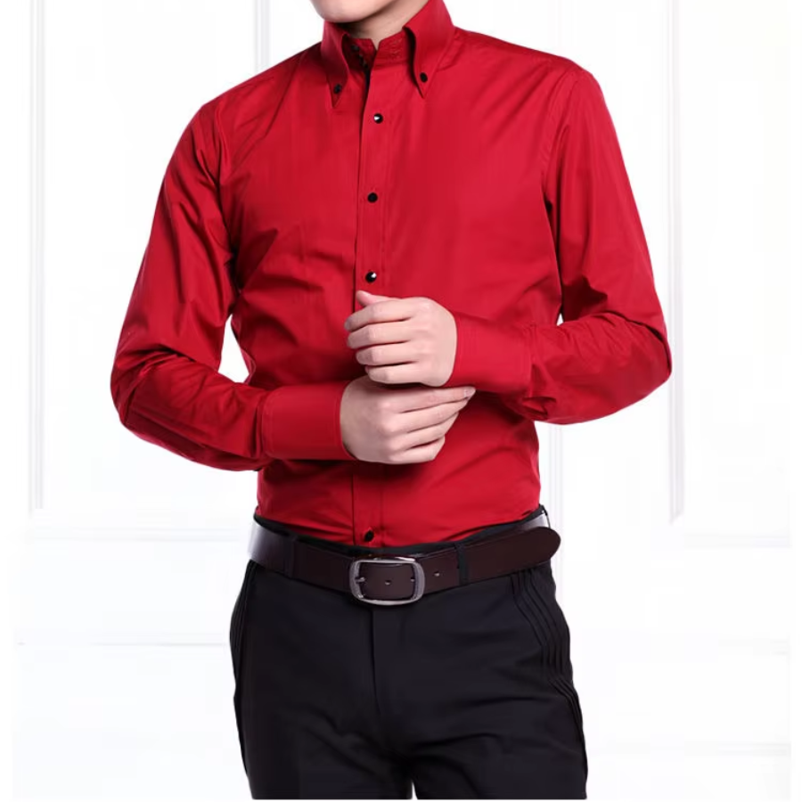 Faltrim - Heren Overhemd Slim Fit met Contrastknopen, Lange Mouw