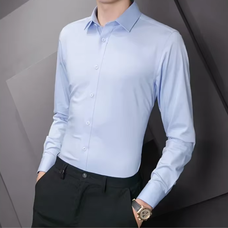 Solvron - Heren Overhemd Slim Fit Formeel, Lange Mouw Knoopsluiting