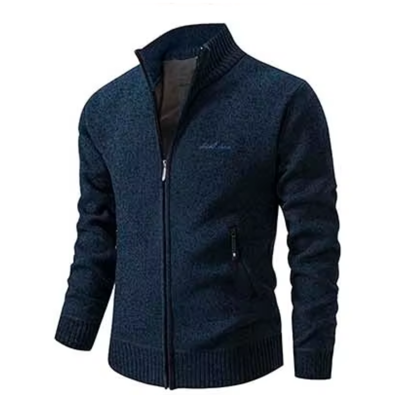 Jenvork - Heren Vest met Rits, Gebreid Vest met Opstaande Kraag, Casual Design