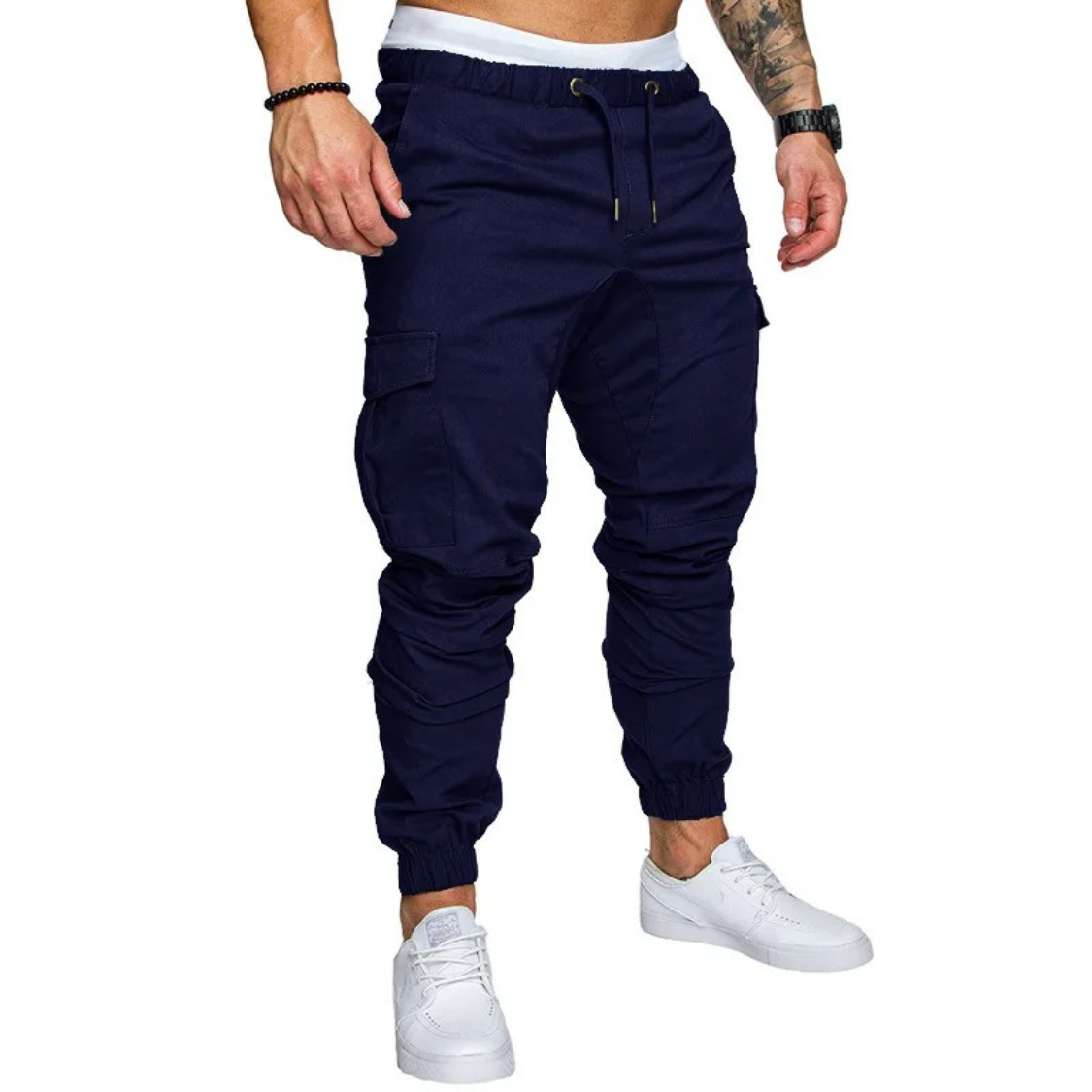 Polderp - Cargo Broek Heren – Comfortabele Joggingbroek met Zakken, Elastisch Trekkoord