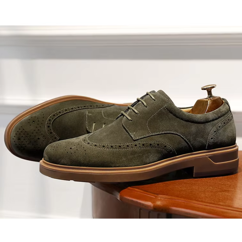 Kerrion - Nette Heren Schoenen van Suède met Wingtip Design