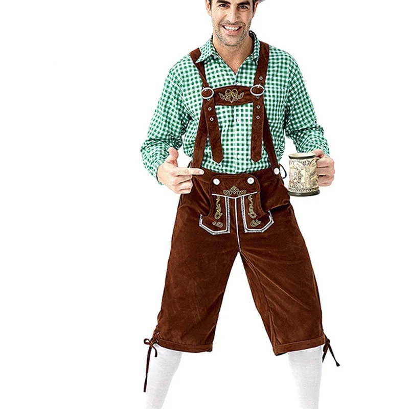 VeldenJ - Traditioneel Heren Lederhosen Overhemd - Ideaal voor Feestjes