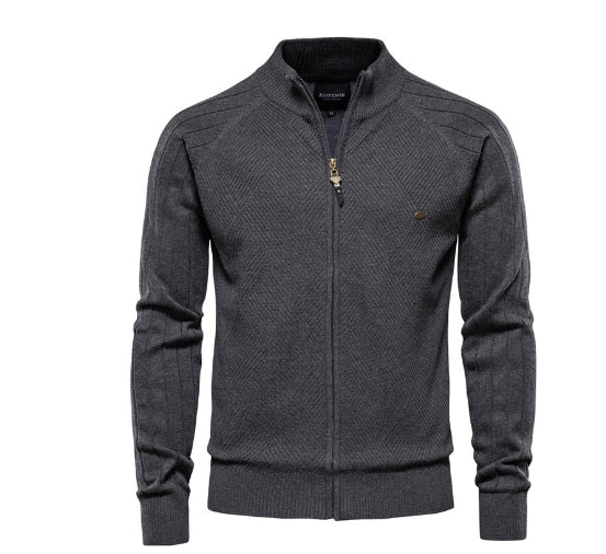 Oliver® dik blauw wollen met rits fleece zacht herenvest