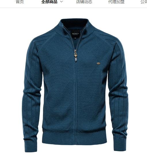 Oliver® dik blauw wollen met rits fleece zacht herenvest