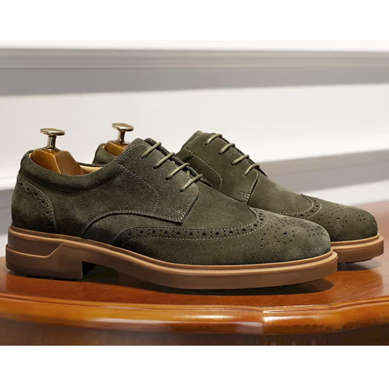 Kerrion - Nette Heren Schoenen van Suède met Wingtip Design