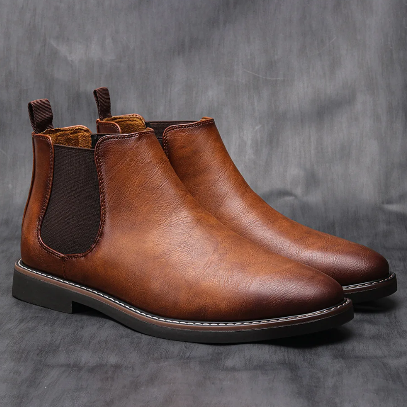 Formark - Klassieke Chelsea Boots Heren van Leer met Elastische Zijkanten