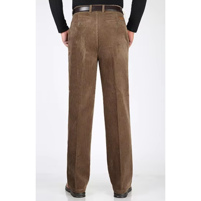 Tornell - Heren Corduroy Broek met Wijde Pijpen, Hoge Taille en Zijzakken