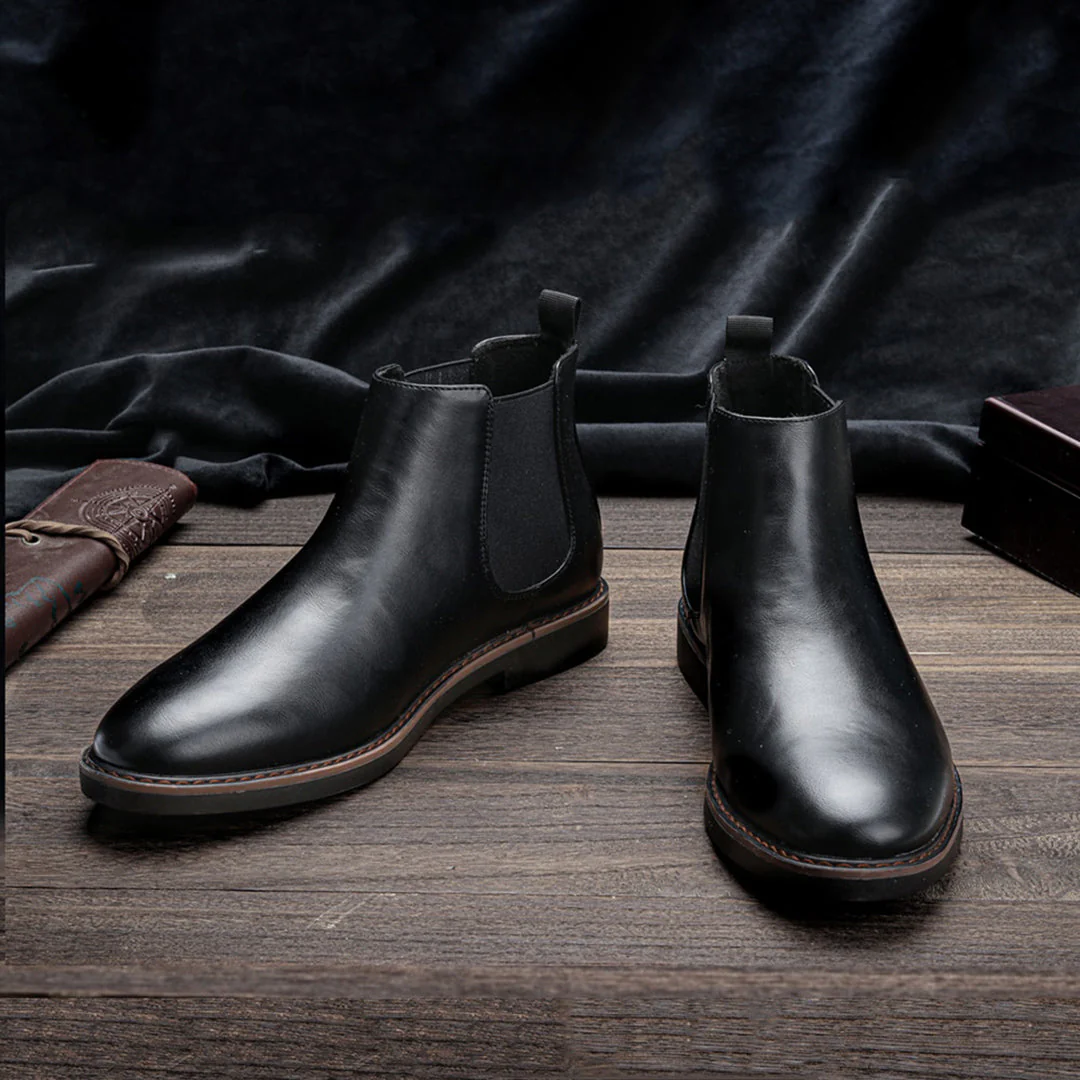 BootLux - Heren Leren Chelsea Boots met Elastische Zijpanelen en Antislip Zool