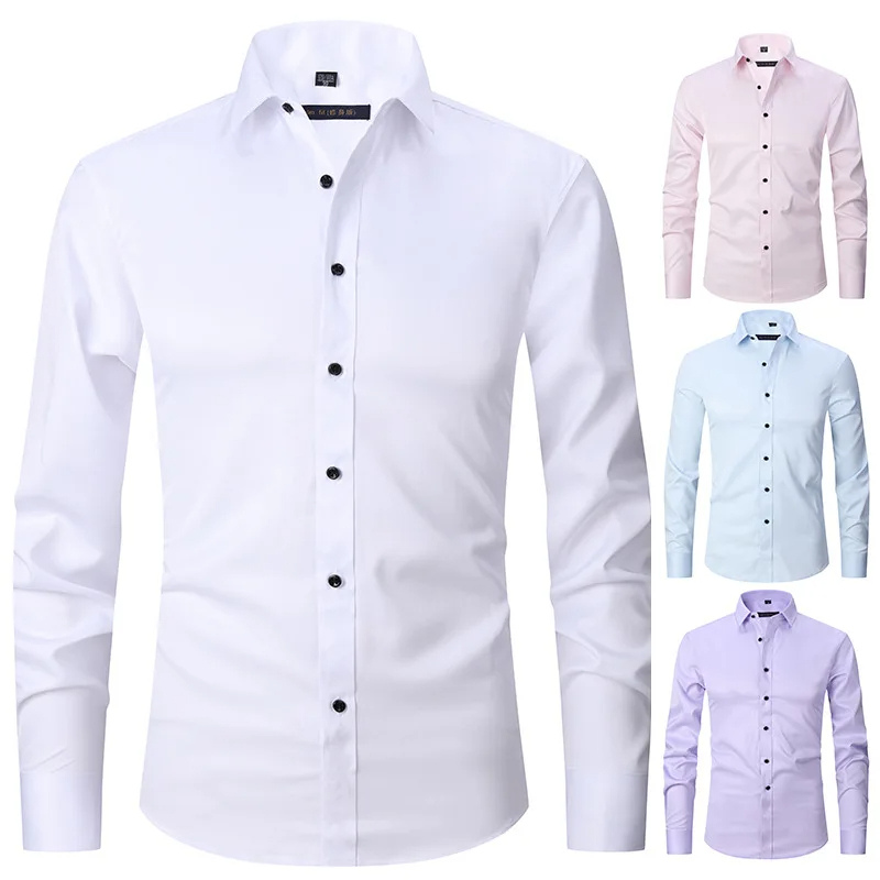 Derfian - Heren Overhemd Slim Fit, Lange Mouw Knoopsluiting