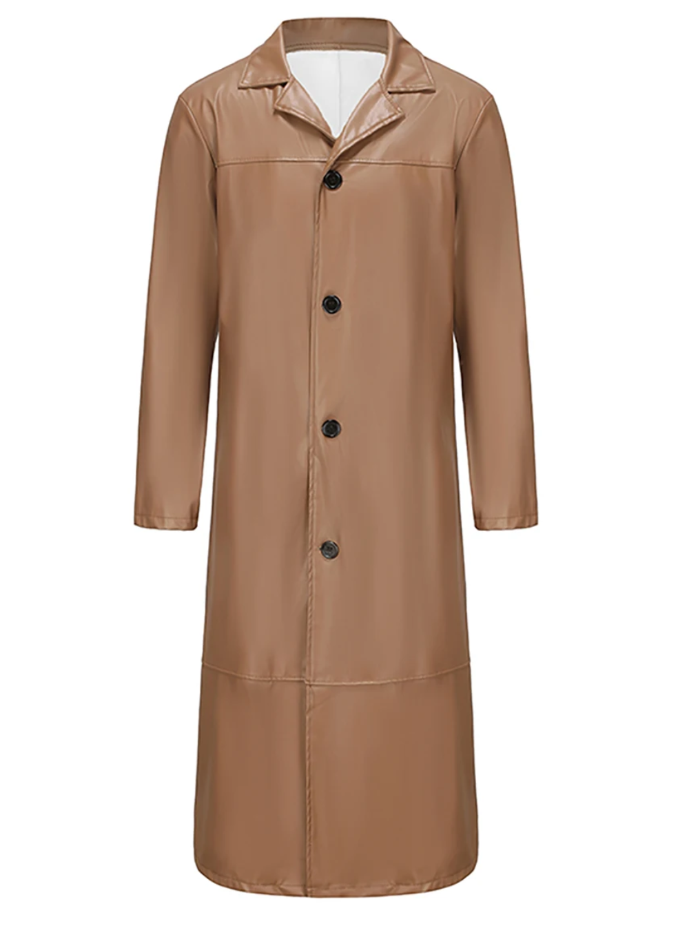 Vinara - Lange Leren Heren Mantel voor Mannen - Slim Fit Trenchcoat