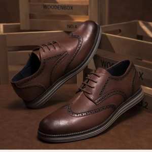 Brexton - Nette Heren Schoenen van Leer met Wingtip en Comfortabele Zool