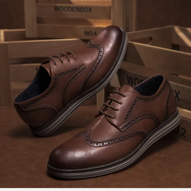 Brexton - Nette Heren Schoenen van Leer met Wingtip en Comfortabele Zool