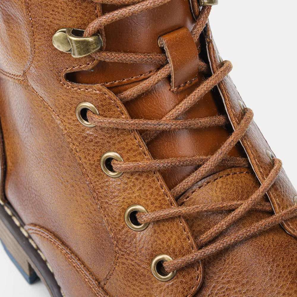 Tallrek - Herenschoenen Boots - Leren Enkelboots met Vetersluiting en Rubberen Zool