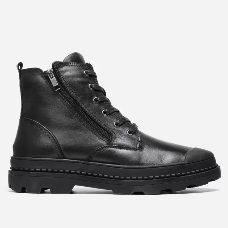 Haltrex - Herenschoenen Boots - Leren Combat Boots met Rits, Stevige Veterschoenen