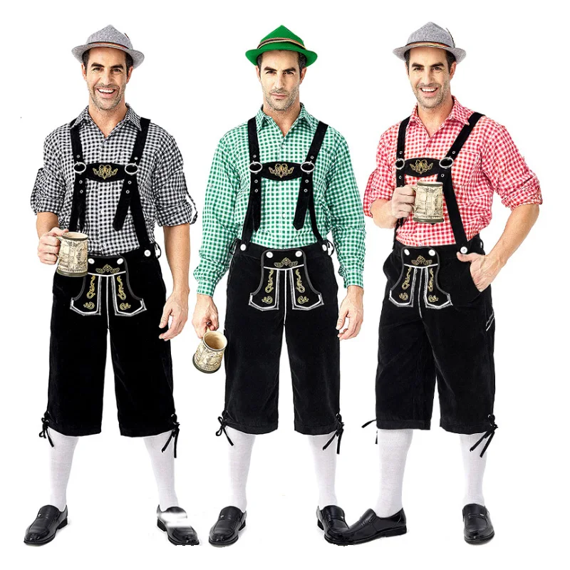 VeldenJ - Traditioneel Heren Lederhosen Overhemd - Ideaal voor Feestjes