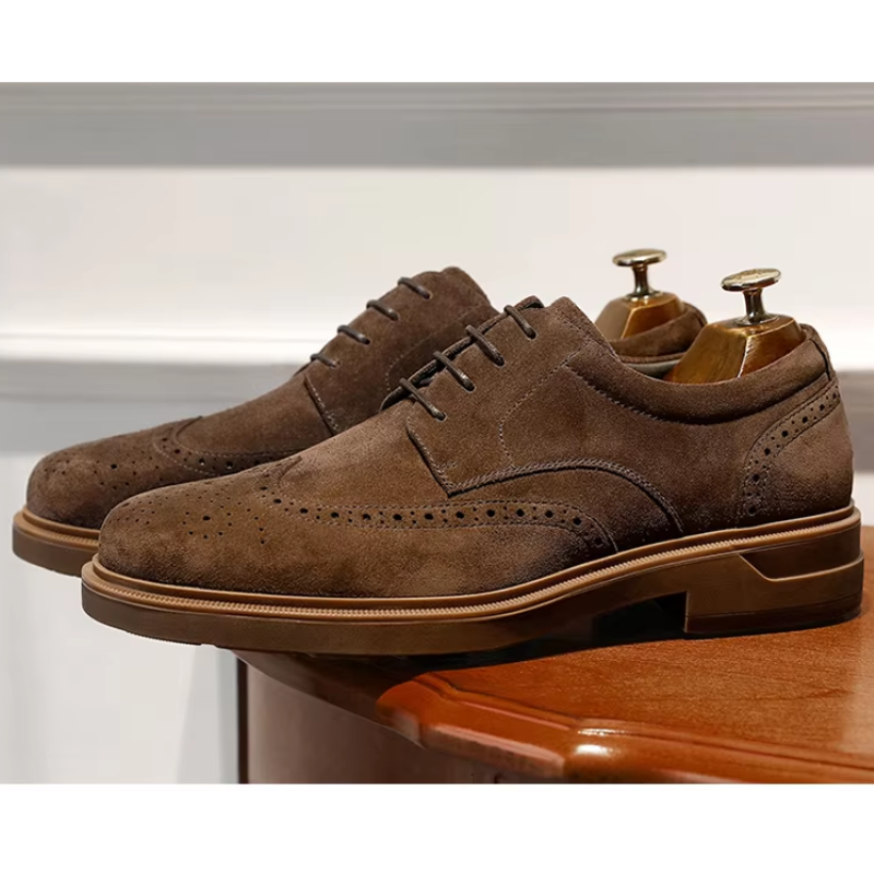 Kerrion - Nette Heren Schoenen van Suède met Wingtip Design