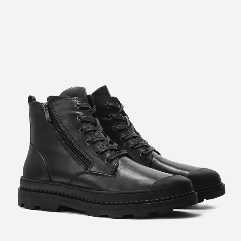 Haltrex - Herenschoenen Boots - Leren Combat Boots met Rits, Stevige Veterschoenen