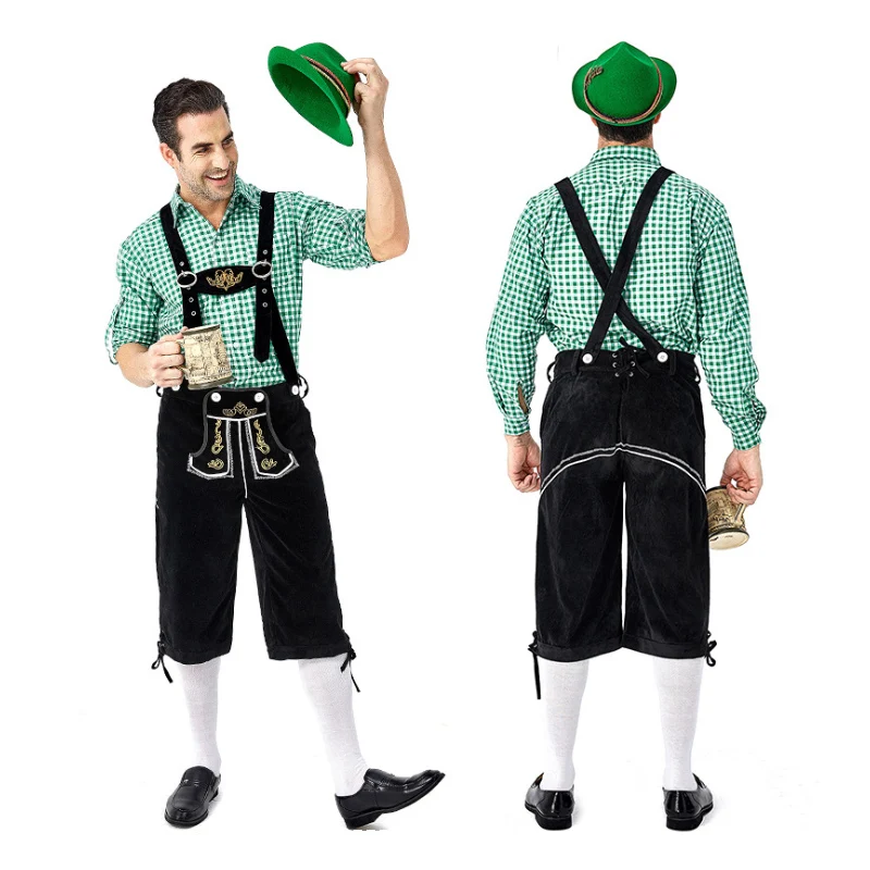 VeldenJ - Traditioneel Heren Lederhosen Overhemd - Ideaal voor Feestjes