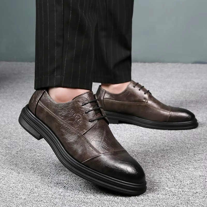 Danfield - Nette Heren Schoenen van Leer met Cap Toe en Comfortabele Zool