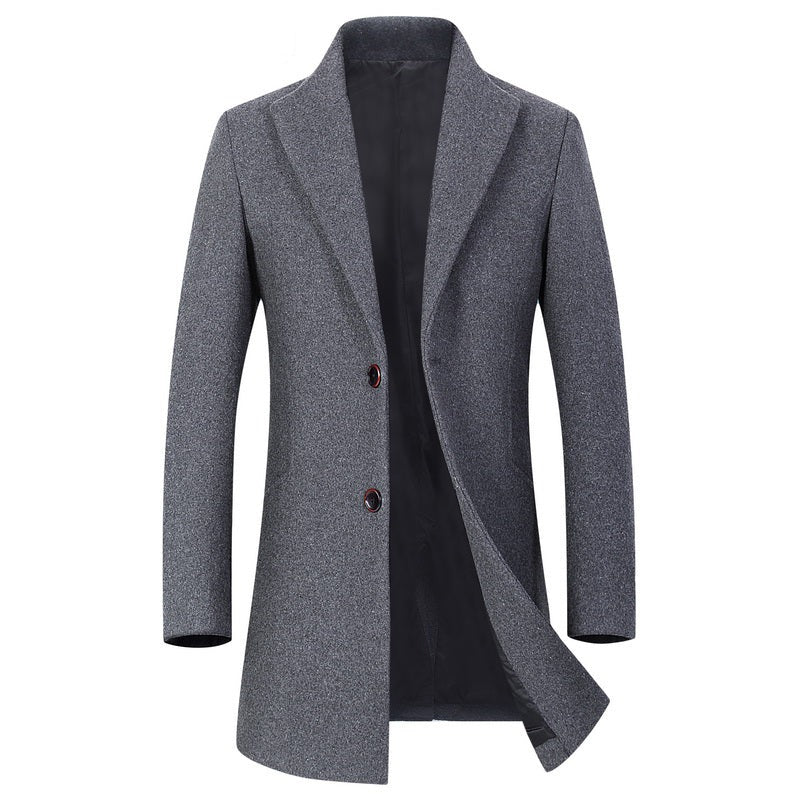 Oliver® Heren lange jas| wollen winddicht buttun fleece