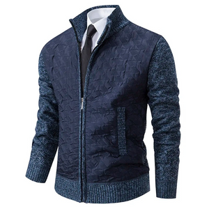 Grenvok - Heren Vest met Rits, Gewatteerd Gebreid Vest, Casual Textuur Design