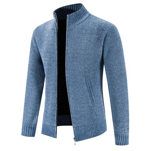 Krovsen - Heren Vest met Rits - Casual Gebreide Cardigan met Geribde Zoom