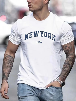 JAMES T-shirt met opdruk new york voor heren