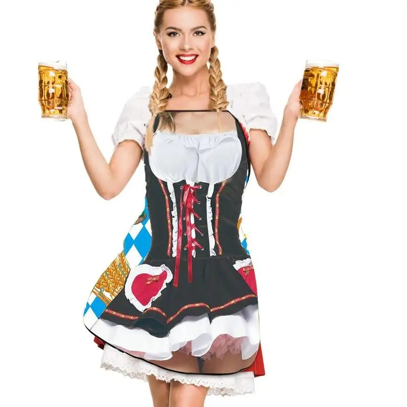 Fendora - Dirndl Dames Keukenschort met Feestelijk Design