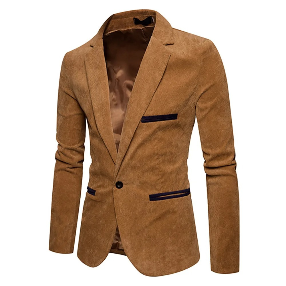 Lenford - Heren Colbert - Slim Fit Ribfluwelen Blazer Met Één Knoop