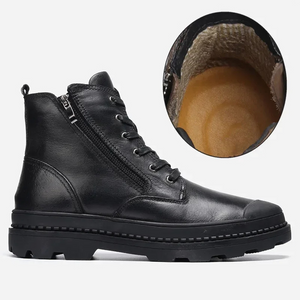 Haltrex - Herenschoenen Boots - Leren Combat Boots met Rits, Stevige Veterschoenen