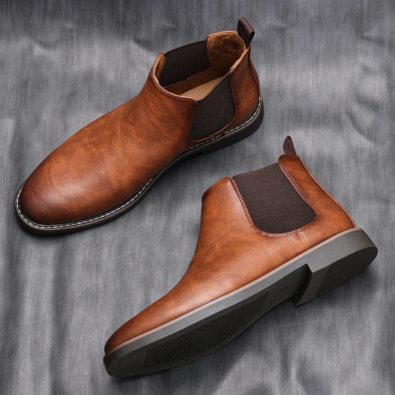 Formark - Klassieke Chelsea Boots Heren van Leer met Elastische Zijkanten