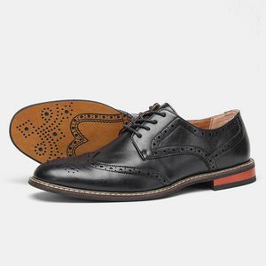 Venloes - Nette Heren Schoenen Wingtip Leren Oxford met Brogue Details