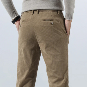 Norvock - Heren Corduroy Broek met Slim Fit en Voorplooien