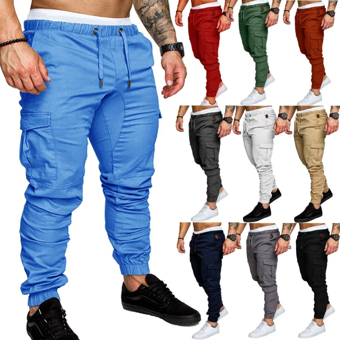 Polderp - Cargo Broek Heren – Comfortabele Joggingbroek met Zakken, Elastisch Trekkoord