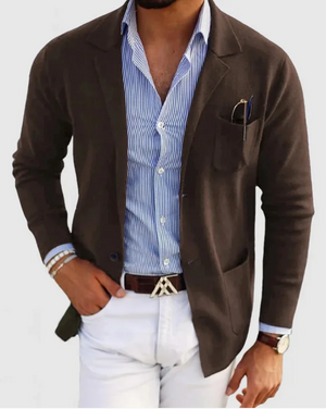 JAMES Heren vest met casual knopen, zakken en reverskraag, effen, lange mouwen