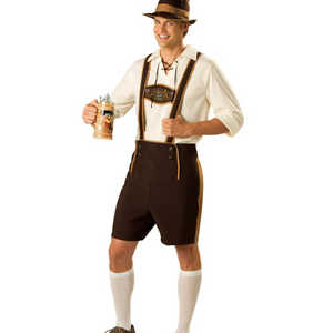 HerLedr - Beierse Korte Lederhosen Heren met Shirt en Bretels - Feestkleding