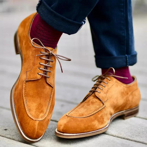 VeteNow - Heren Suède Derby Schoenen met Handgemaakte Details, Vetersluiting, Klassieke Stijl