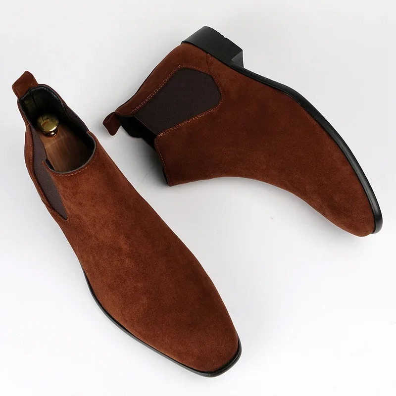 Crevton - Slanke Chelsea Boots Heren van Suède met Elastische Zijkanten