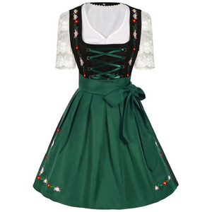 Mindlen - Dirndl Dames Jurk met Kanten Mouwen en Bloemenborduursels