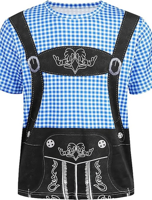 HoogHer - Oktoberfest T-shirt voor Heren met Lederhosen Look - Feestkleding