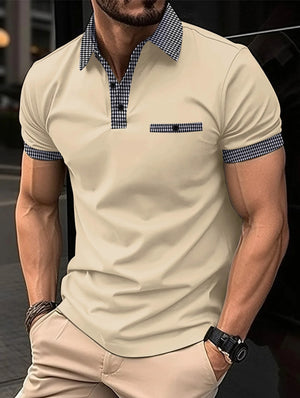 James™ Slim fit heren polo met meerkleurige reverszak