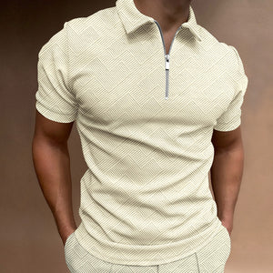 James Mannen Zomer Golf Polo Shirt met Eenvoudig Patroon en Rits