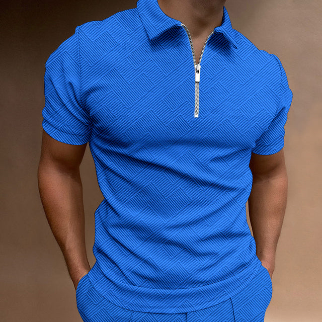 James Mannen Zomer Golf Polo Shirt met Eenvoudig Patroon en Rits