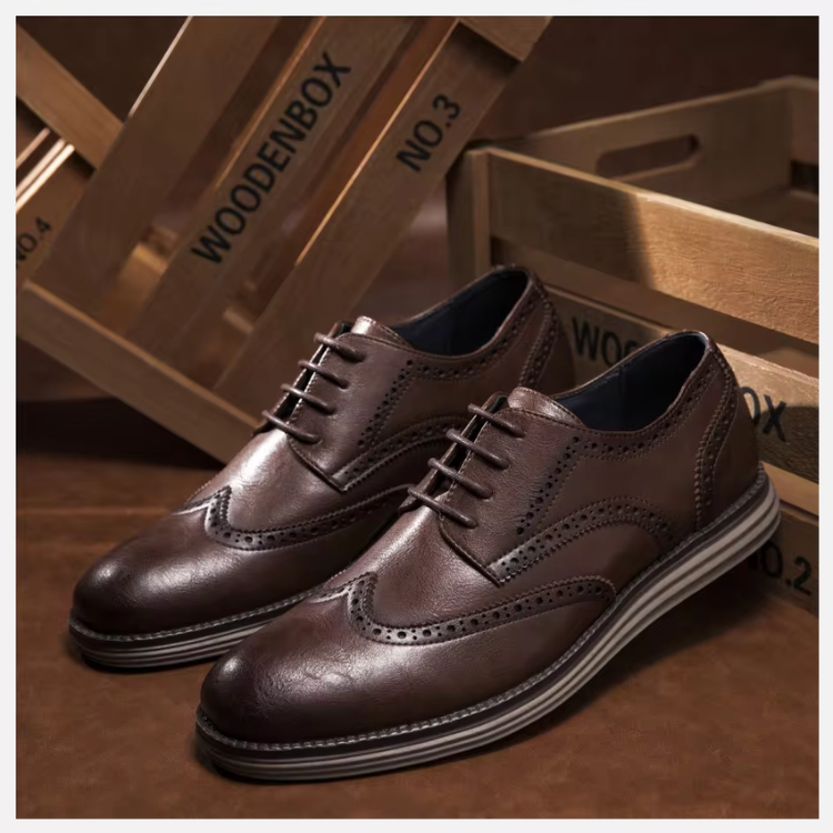 Brexton - Nette Heren Schoenen van Leer met Wingtip en Comfortabele Zool