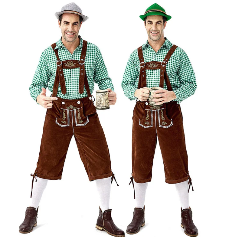 VeldenJ - Traditioneel Heren Lederhosen Overhemd - Ideaal voor Feestjes