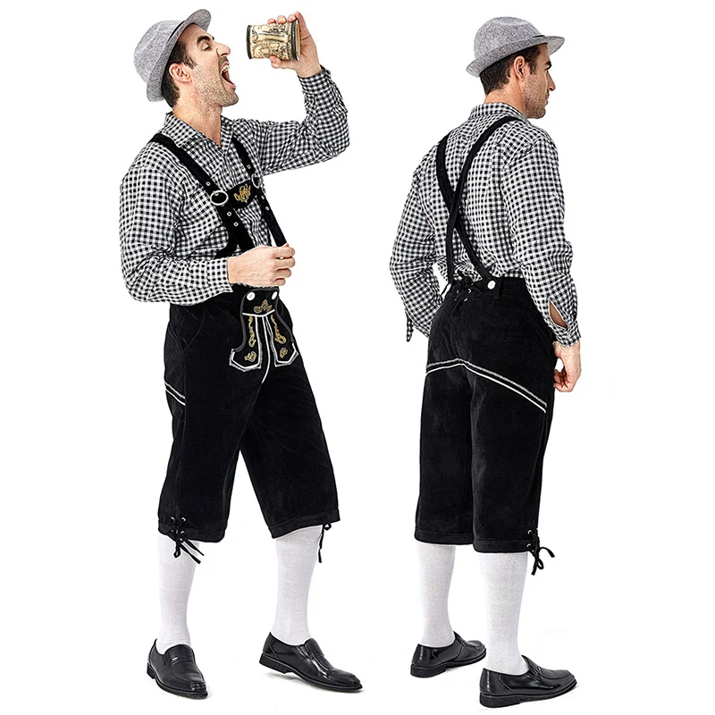 VeldenJ - Traditioneel Heren Lederhosen Overhemd - Ideaal voor Feestjes