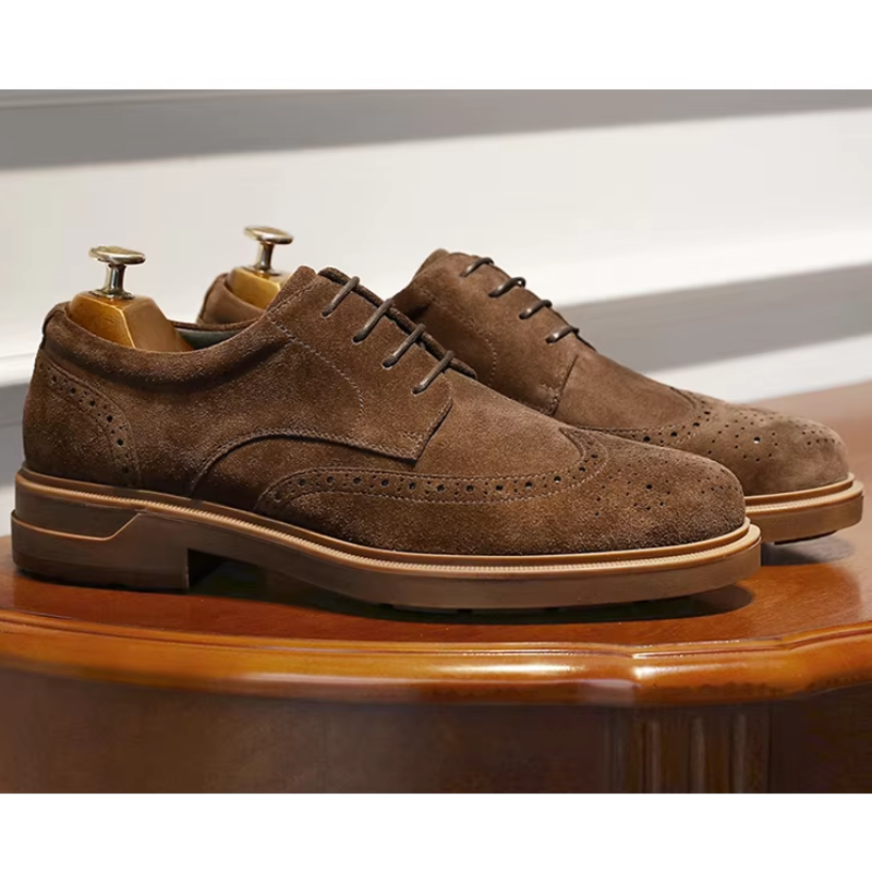 Kerrion - Nette Heren Schoenen van Suède met Wingtip Design