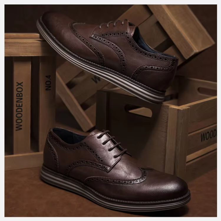 Brexton - Nette Heren Schoenen van Leer met Wingtip en Comfortabele Zool